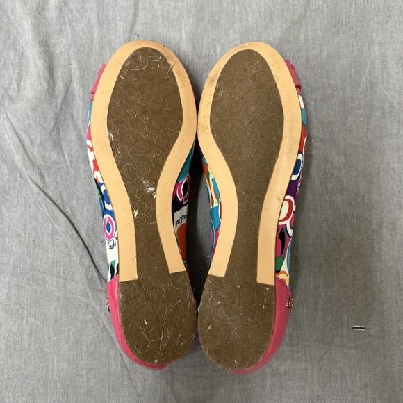 Coach Signature Remmi Poppy Pink Patent Leather Flat ballet Shoes Women's Sz 7.5 - Picture 9 of 10